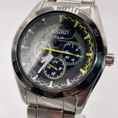 稼働品 SEIKO ソーラー 腕時計 クロノグラフ 希少カラー イエローブラック