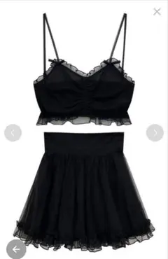 Honey Cinnamon チュールビスチェセットアップ 黒 ブラック