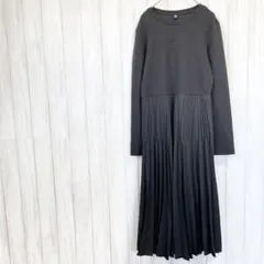 【UNIQLO ユニクロ】コンビネーション ワンピース〈M〉プリーツ 切替 黒