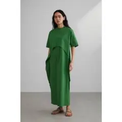 【stylemixer】スムースレイヤードワンピース　半袖ワンピース　グリーンのサムネイル