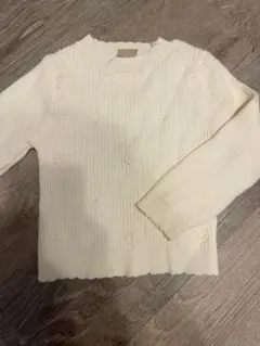 美品✨　petit main プティマイン　ホワイト アイボリー　セーター 90