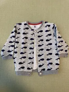 ★美品★Petit Bateau クジラ柄　長袖カーディガン 81cm