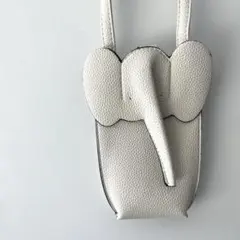 象 ゾウ スマホショルダーバッグ　ホワイト ミニバッグ アニマル ポシェット