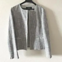 コムサイズム ツイード ノーカラー ジャケット　9号　☆美品☆ Mサイズ