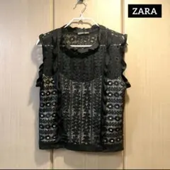 【ZARA】レースブラウス　フリルブラウス