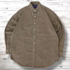 RalphLauren 長袖シャツ 刺繍ロゴ カーキ M 1307