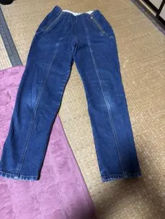 ダークブルー ストレートレッグ デニムパンツ