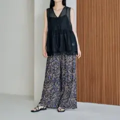 シアー刺繍アソートノースリブラウス