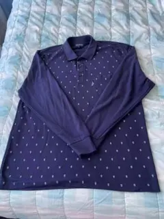 MEN'S CLUB JEANS ポロシャツ 長袖 ネイビー XLサイズ