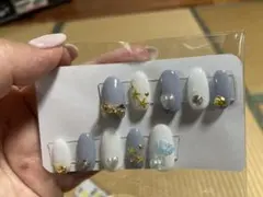 グレー ホワイト ネイルチップ