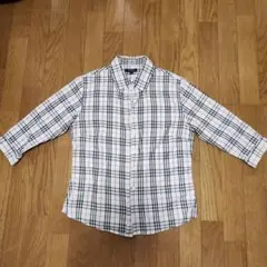 BURBERRY チェック柄 7分袖シャツ L