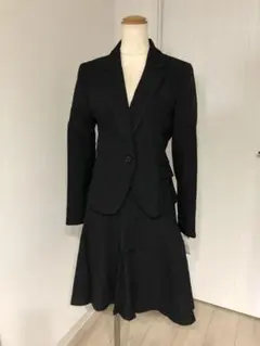 81新品洗えるフレアースカートブラックスーツ11号通勤オフィス