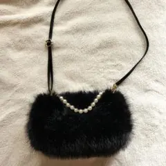 Laline ファー ショルダー バッグ ブラック