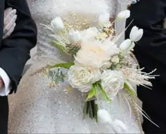 ウェディングブーケとブートニアセット