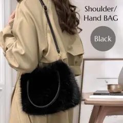 【大特価♥】ショルダーバッグ ふわ 2way c レディース ファー 黒