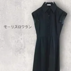 【モーリスロクラン】シャツワンピース M ノースリーブ 襟付 ロング丈 シンプル