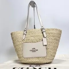 COACH ストローバッグ かごバッグ ライムグリーン - メルカリ