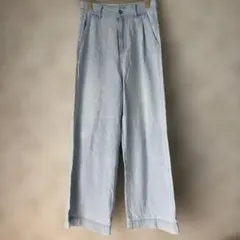 ライトブルー デニム 風ワイドパンツのサムネイル