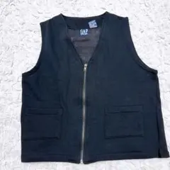 90s オールドギャップ GAP ベスト ジレ スウェット フルジップ 黒