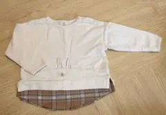 ウサギ刺繍 ホワイト レイヤードＴシャツ