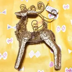 未使用 ヴィンテージ トナカイ クリスマス オーナメント ゴールドカラー 2