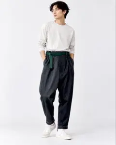 FRAPBOIS フラボア パンツ サイズ2 チャコール グリーン ベルト付 黒
