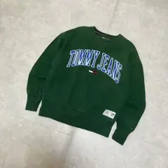 週末限定！90s TOMMY JEANS グリーン スウェット　Sサイズ