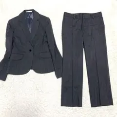 【極美品】アオキ パンツスーツ ウォッシャブル ストレッチ ストライプ グレー