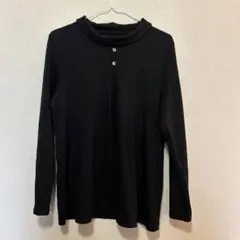 レディース　薄手　ニット　長袖カットソー　黒　ブラック　日本製