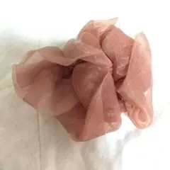 ★新品未使用 シフォンデザイン シュシュ ダークオレンジ a0461