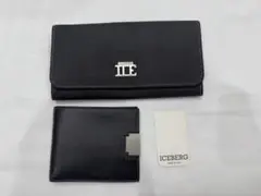 ICEBERG アイスバーグ ブラックレザー 二つ折り財布 長財布