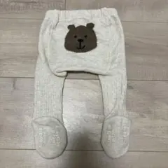クマ刺繍のベビータイツ