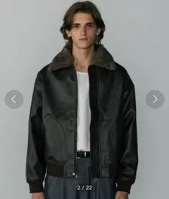 luraku シンセティックレザーファーカラージャケット