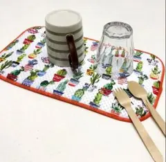 新品未使用 PLANTIA 食器用水切りマット サボテン柄 20×35cm