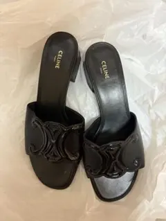 CELINE トリオンフ パテントレザー ミュール サンダル ブラックのサムネイル