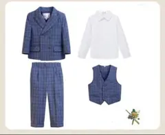入園 卒園 入学 男の子 120ネイビー チェック柄 スーツセット フォーマル