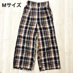 チェック柄 ワイドパンツ ゴムウエスト Mサイズ