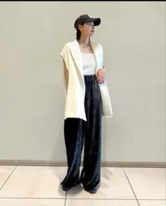 STUNNING LURE クラッシュベロアイージーパンツ ネイビー