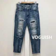 VOGUISH ダメージ加工 デニムパンツ 赤ステッチ リペア ストレッチのサムネイル
