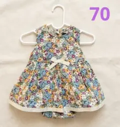 coto cotte 花柄 ドレスボディースーツ 70 ノースリーブ 美品