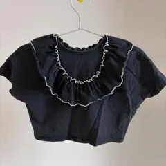 フリル襟 ショート丈 Tシャツ ブラック　LOWRYS FARMのサムネイル
