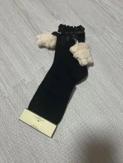 ぬいぐるみ付き黒ソックス 22-25cm