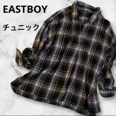 EAST BOY COMETチェック柄チュニックプルオーバーシャツブラウス