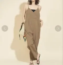 美品◇beauty&youth ナイロンウェザーキャミソールサロペット　モカ