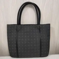 組曲 トートバッグ　ダークグレー ドット柄