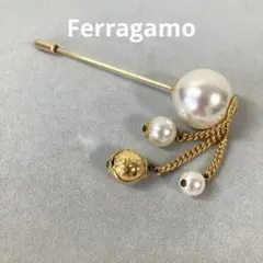 Ferragamo ラペルピン ピンブローチ パール スウィングデザイン