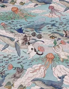 おとぎの国の猫と仲間たち　 約110×50