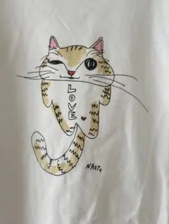 NAOTO 猫 プリント Tシャツ ホワイト
