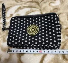 メリーメント　仕切3室小型　ポーチ　紺　水玉