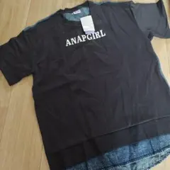 新品　未使用　タグ付き　ANAPGIRL Tシャツ ブラック デニム　S　150のサムネイル